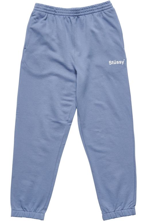 Stussy Mens Text Fleece Track Pants Blue - YWQVT0374